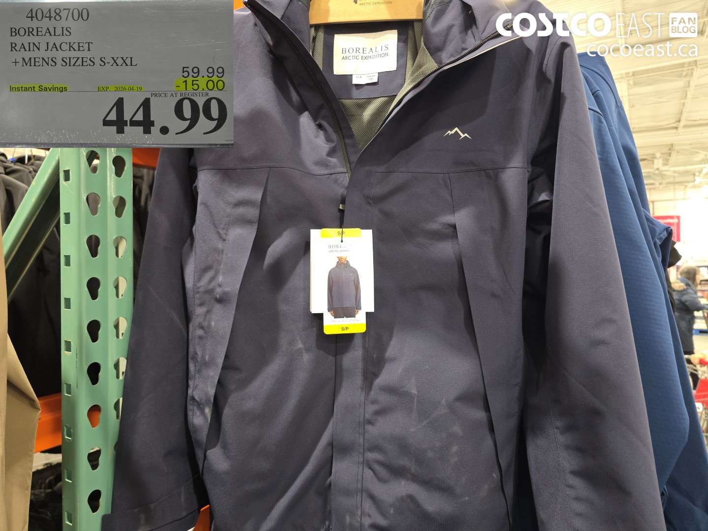 4048700 BOREALIS RAIN JACKET +MENS SIZES S-XXL ($15.00 INSTANT SAVINGS EXPIRES ON 2026-04-19) $44.99