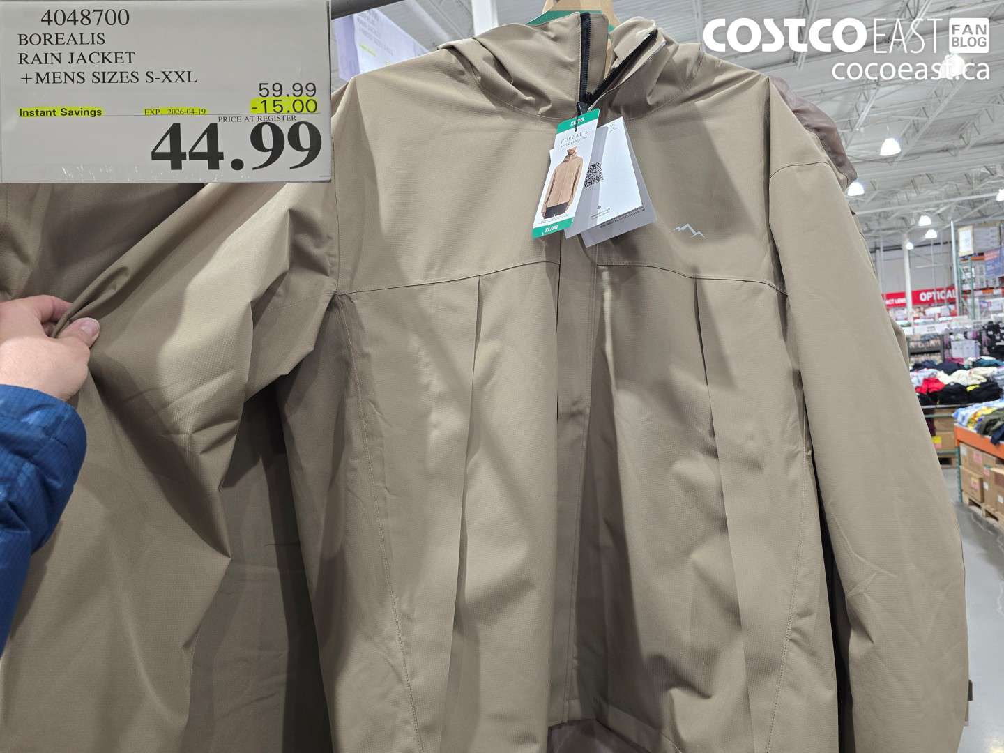 4048700 BOREALIS RAIN JACKET + MENS SIZES S-XXL ($15.00 INSTANT SAVINGS EXPIRES ON 2026-04-19) $44.99
