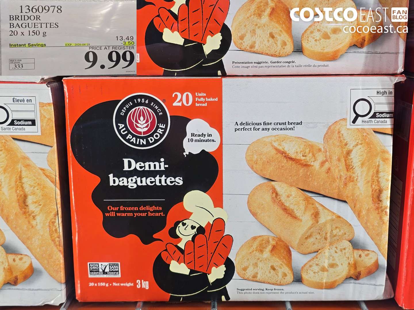 1360978 BRIDOR BAGUETTES 20 X 150 G ($3.50 INSTANT SAVINGS EXPIRES ON 2026-04-19) $9.99