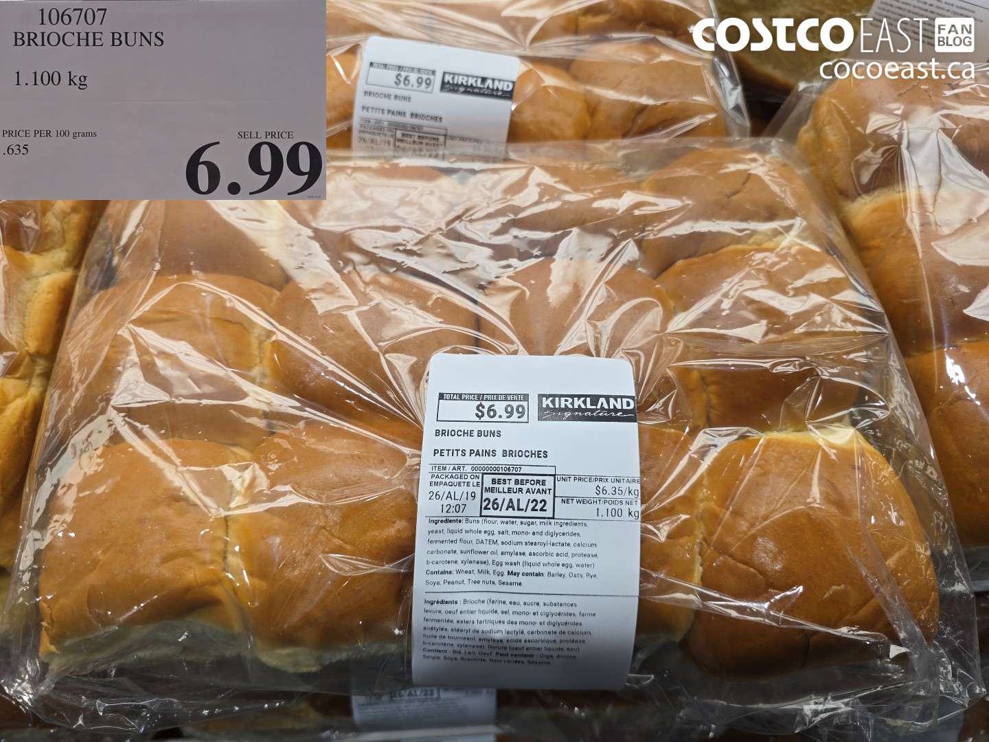 106707 BRIOCHE BUNS 1.100 KG $6.99