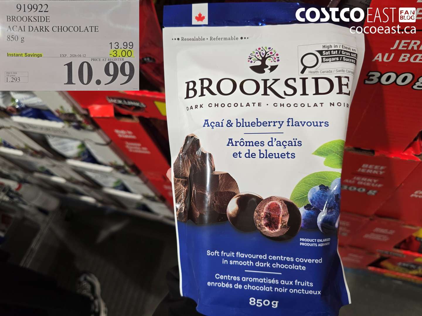 919922 BROOKSIDE ACAI DARK CHOCOLATE 850 G ($3.00 INSTANT SAVINGS EXPIRES ON 2026-04-12) $10.99