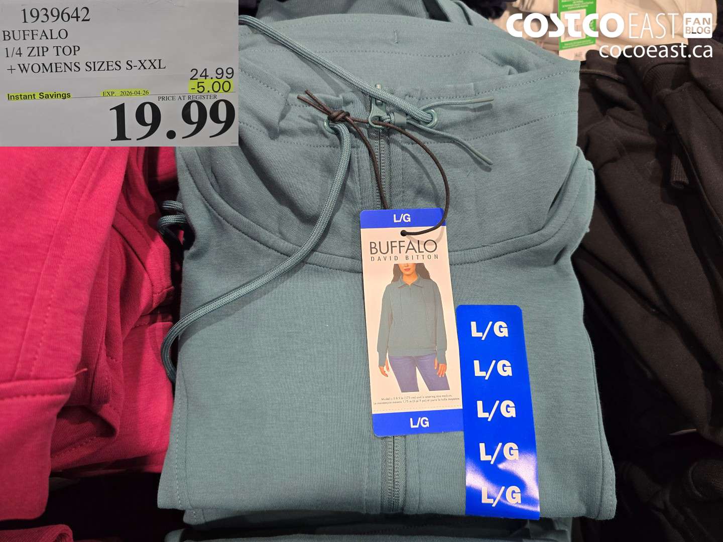 1939642 BUFFALO 1/4 ZIP TOP WOMENS SIZES S-XXL ($5.00 INSTANT SAVINGS EXPIRES ON 2026-04-26) $19.99