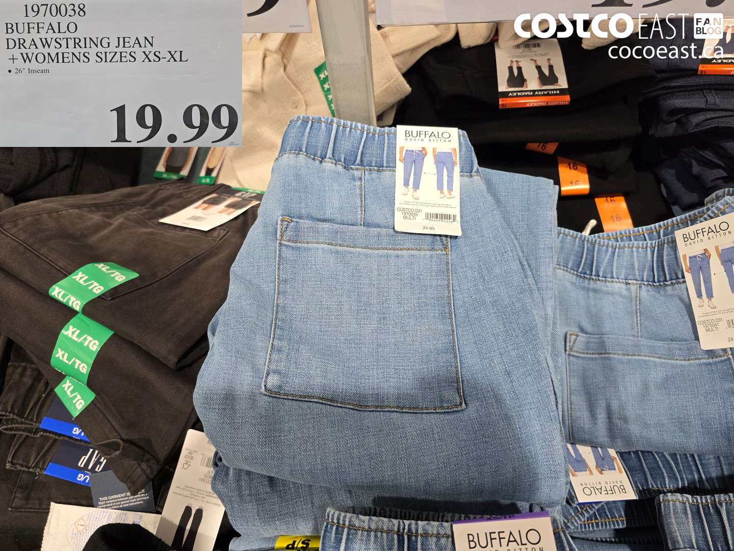 1970038 BUFFALO DRAWSTRING JEAN + WOMENS SIZES XS-XL $19.99