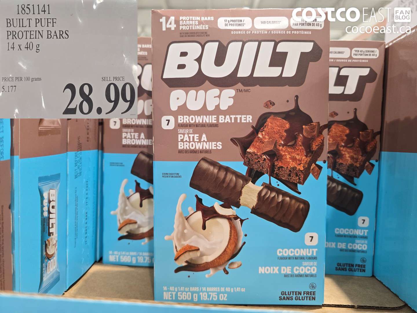 1851141 BUILT PUFF PROTEIN BARS 14 X 40 G $28.99