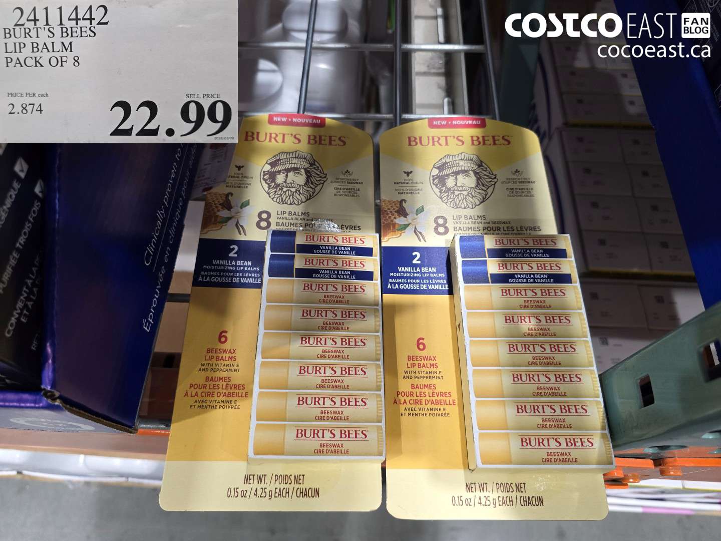 2411442 BURT'S BEES LIP BALM PACK OF 8 $22.99