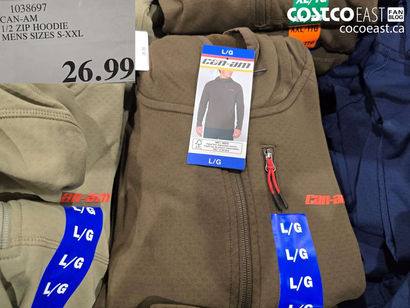 1038697 CAN-AM 1/2 ZIP HOODIE MENS SIZES S-XXL $26.99