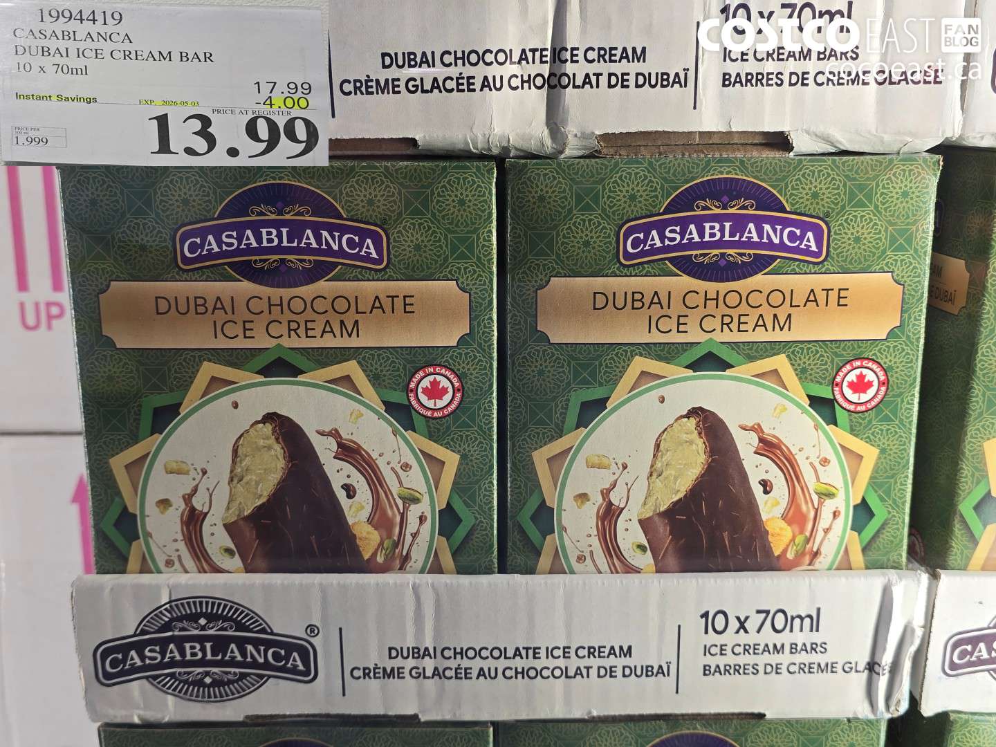 1994419 CASABLANCA DUBAI ICE CREAM BAR 10 X 70ML ($4.00 INSTANT SAVINGS EXPIRES ON 2026-05-03) $13.99