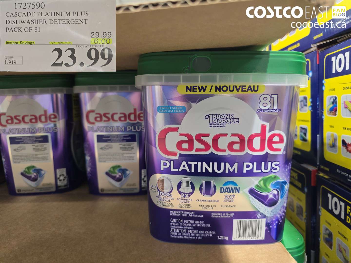 1727590 CASCADE PLATINUM PLUS DISHWASHER DETERGENT PACK OF 81 ($6.00 INSTANT SAVINGS EXPIRES ON 2026-05-10) $23.99