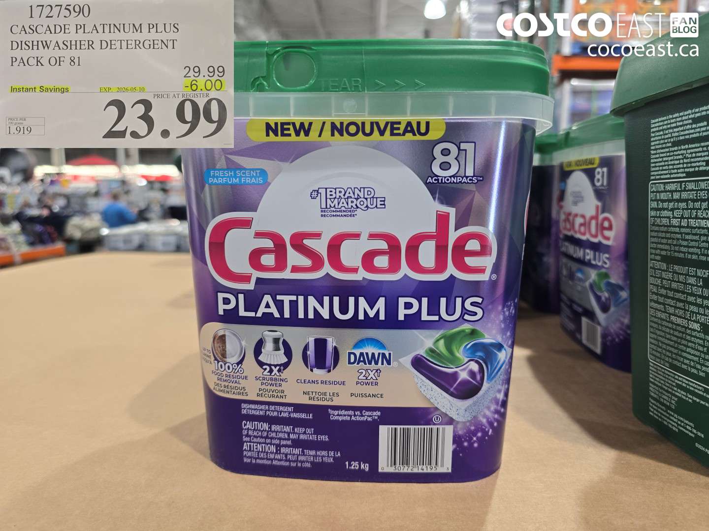 1727590 CASCADE PLATINUM PLUS DISHWASHER DETERGENT PACK OF 81 ($6.00 INSTANT SAVINGS EXPIRES ON 2026-05-10) $23.99