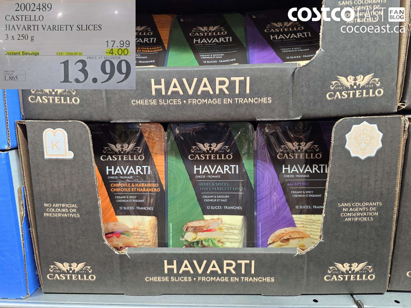 2002489 CASTELLO HAVARTI VARIETY SLICES 3 X 250 G ($4.00 INSTANT SAVINGS EXPIRES ON 2026-05-10) $13.99
