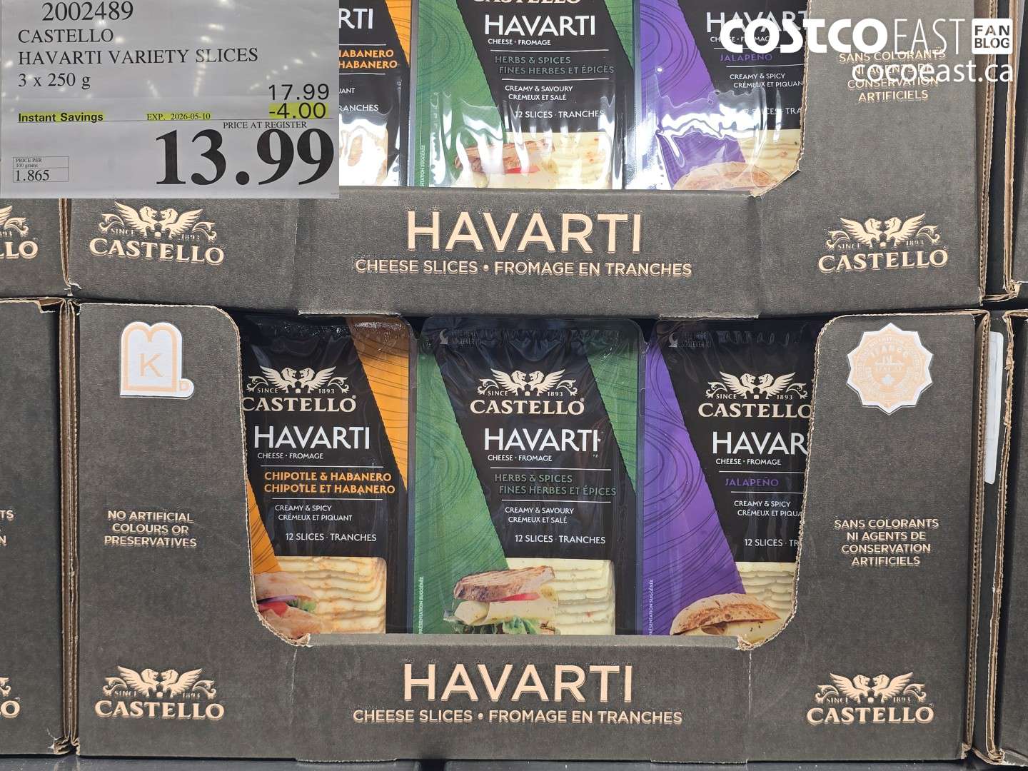 2002489 CASTELLO HAVARTI VARIETY SLICES 3 X 250 G ($4.00 INSTANT SAVINGS EXPIRES ON 2026-05-10) $13.99