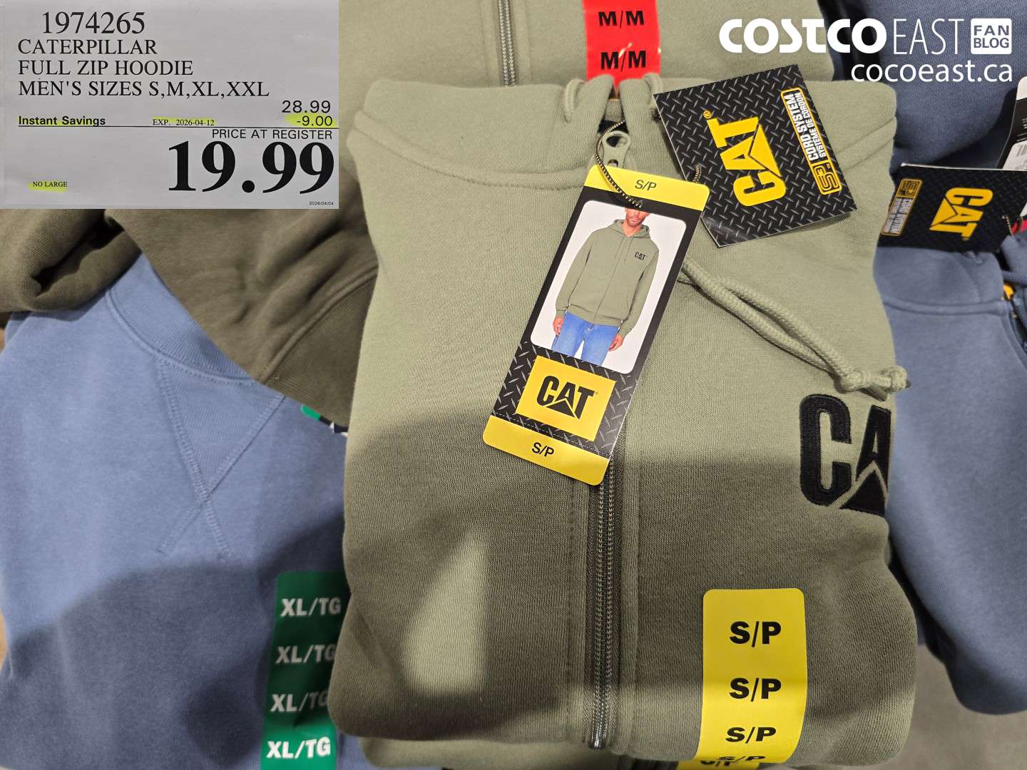 1974265 CATERPILLAR FULL ZIP HOODIE MEN'S SIZES S, M, XL, XXL ($9.00 INSTANT SAVINGS EXPIRES ON 2026-04-12) $19.99