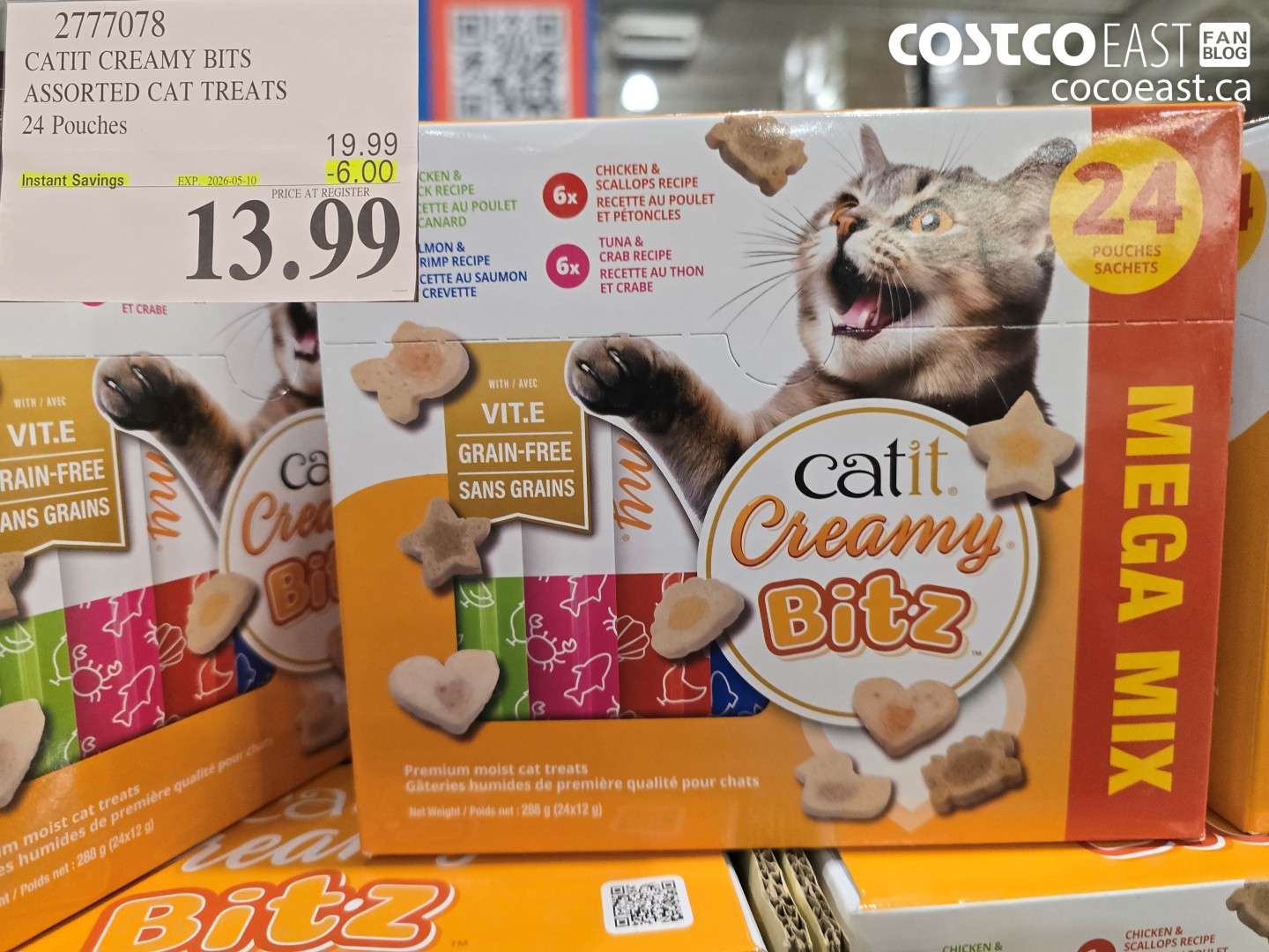 2177078 CATIT CREAMY BITS ASSORTED CAT TREATS 24 POUCHES ($6.00 INSTANT SAVINGS EXPIRES ON 2026-05-10) $13.99