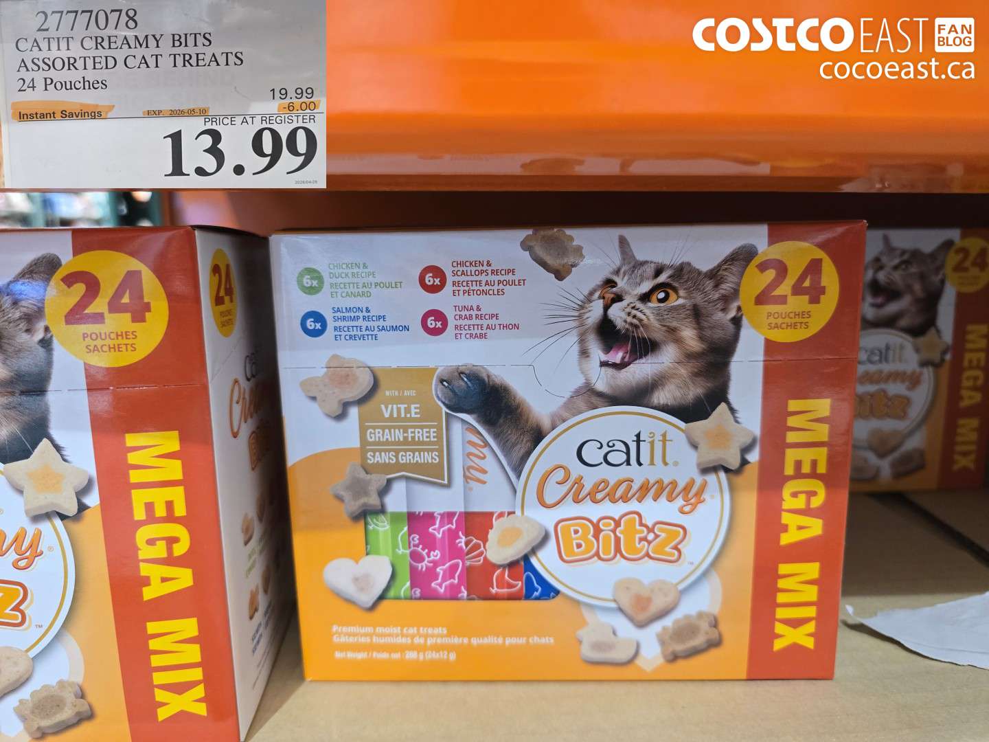 2777078 CATIT CREAMY BITS ASSORTED CAT TREATS 24 POUCHES ($6.00 INSTANT SAVINGS EXPIRES ON 2026-05-10) $19.99