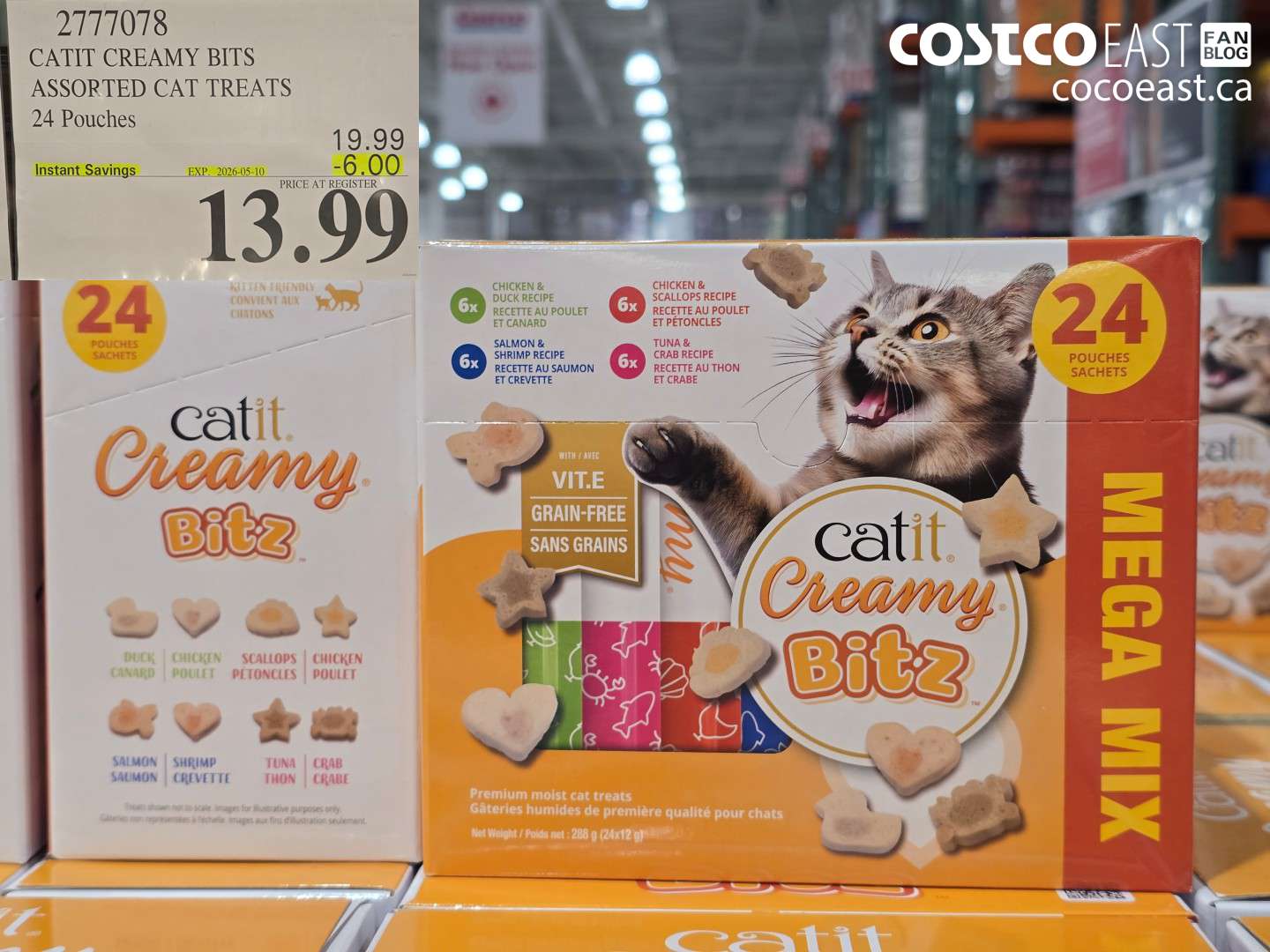 2777078 CATT CREAMY BITS ASSORTED CAT TREATS 24 POUCHES ($6.00 INSTANT SAVINGS EXPIRES ON 2026-05-10) $13.99