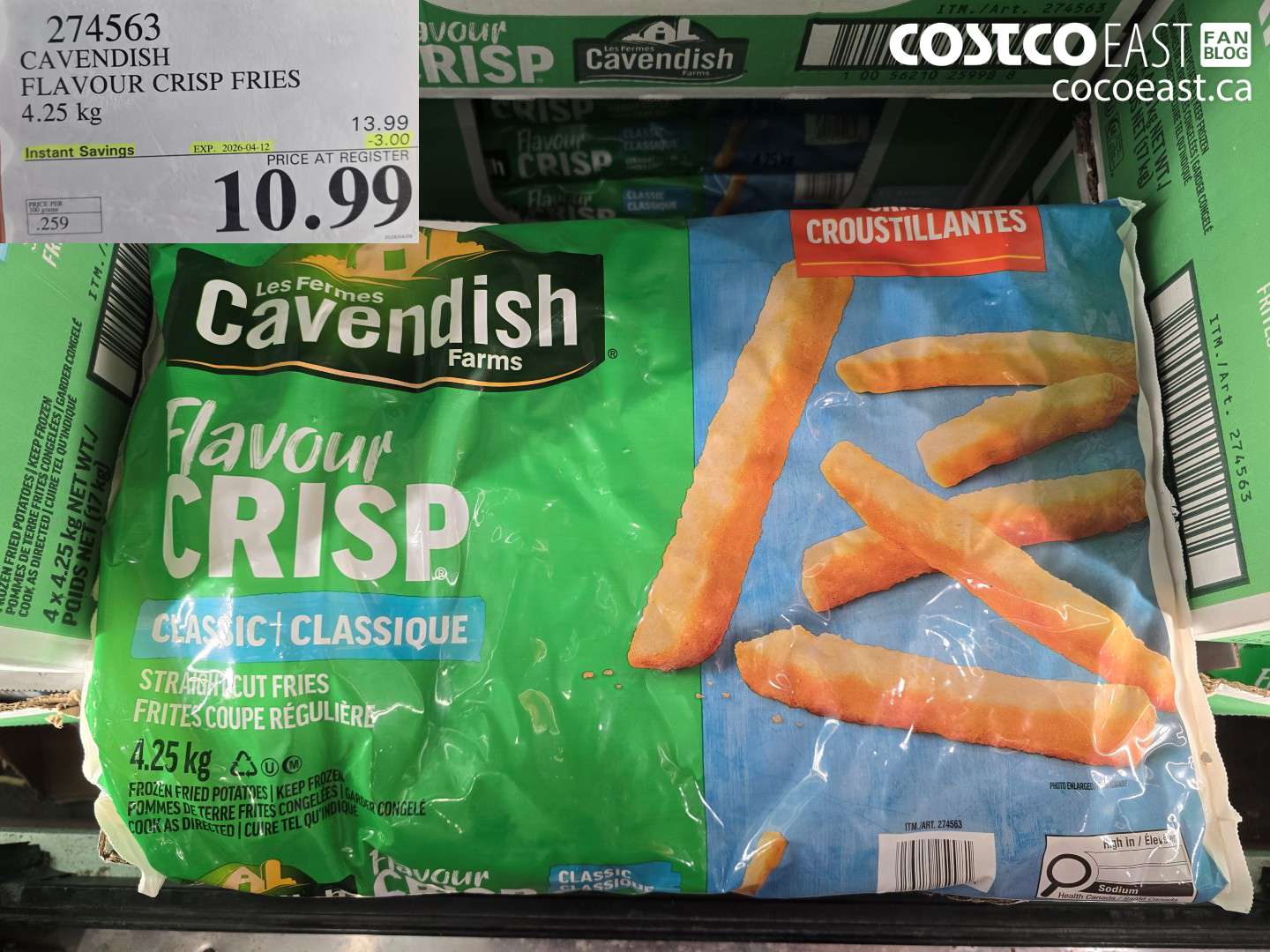 274563 CAVENDISH FLAVOUR CRISP FRIES 4.25 KG ($3.00 INSTANT SAVINGS EXPIRES ON 2026-04-12) $10.99