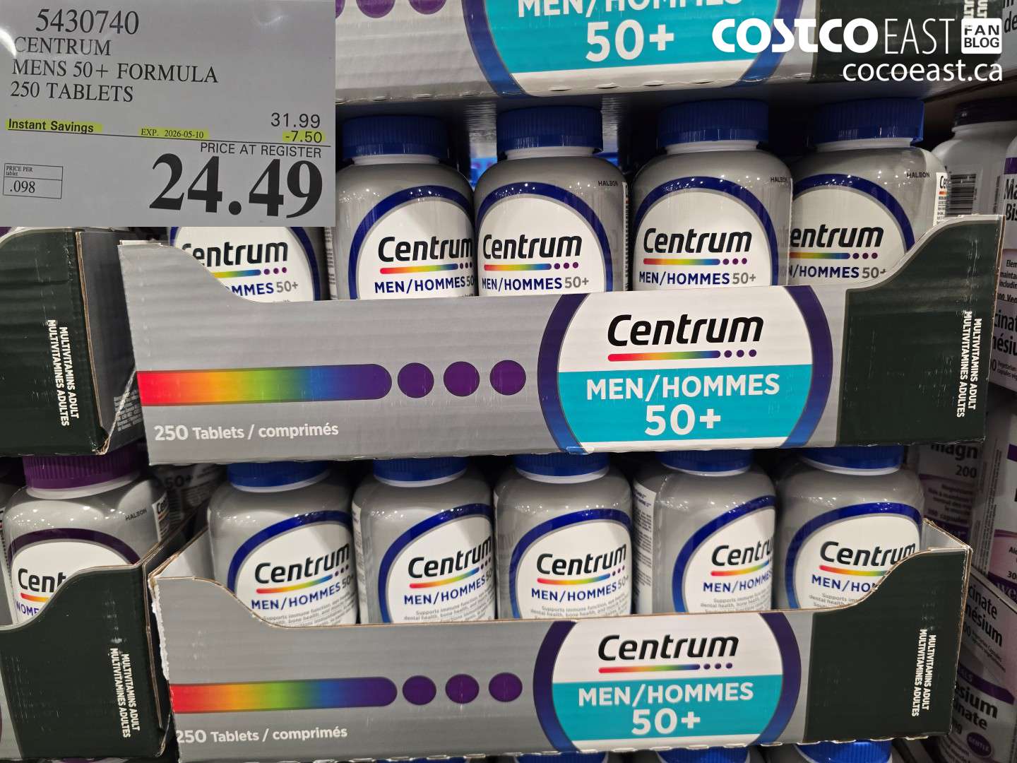 5430740 CENTRUM MENS 50+ FORMULA 250 TABLETS ($7.50 INSTANT SAVINGS EXPIRES ON 2026-05-10) $24.49