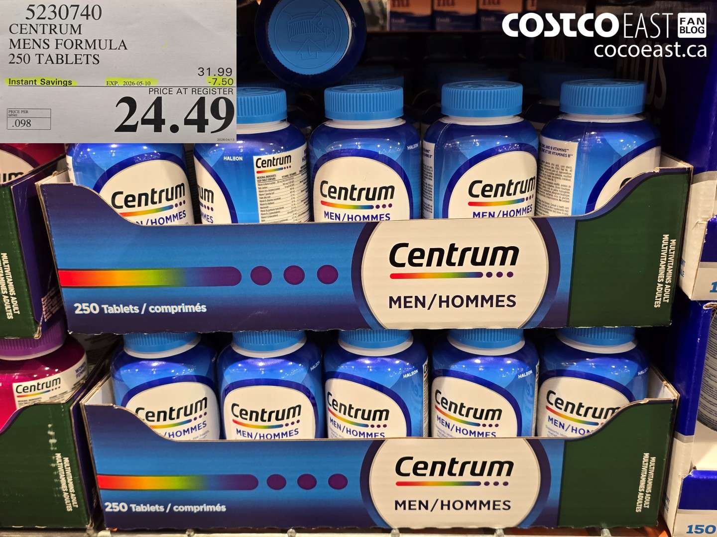 5230740 CENTRUM MENS FORMULA 250 TABLETS ($7.50 INSTANT SAVINGS EXPIRES ON 2026-05-10) $24.49