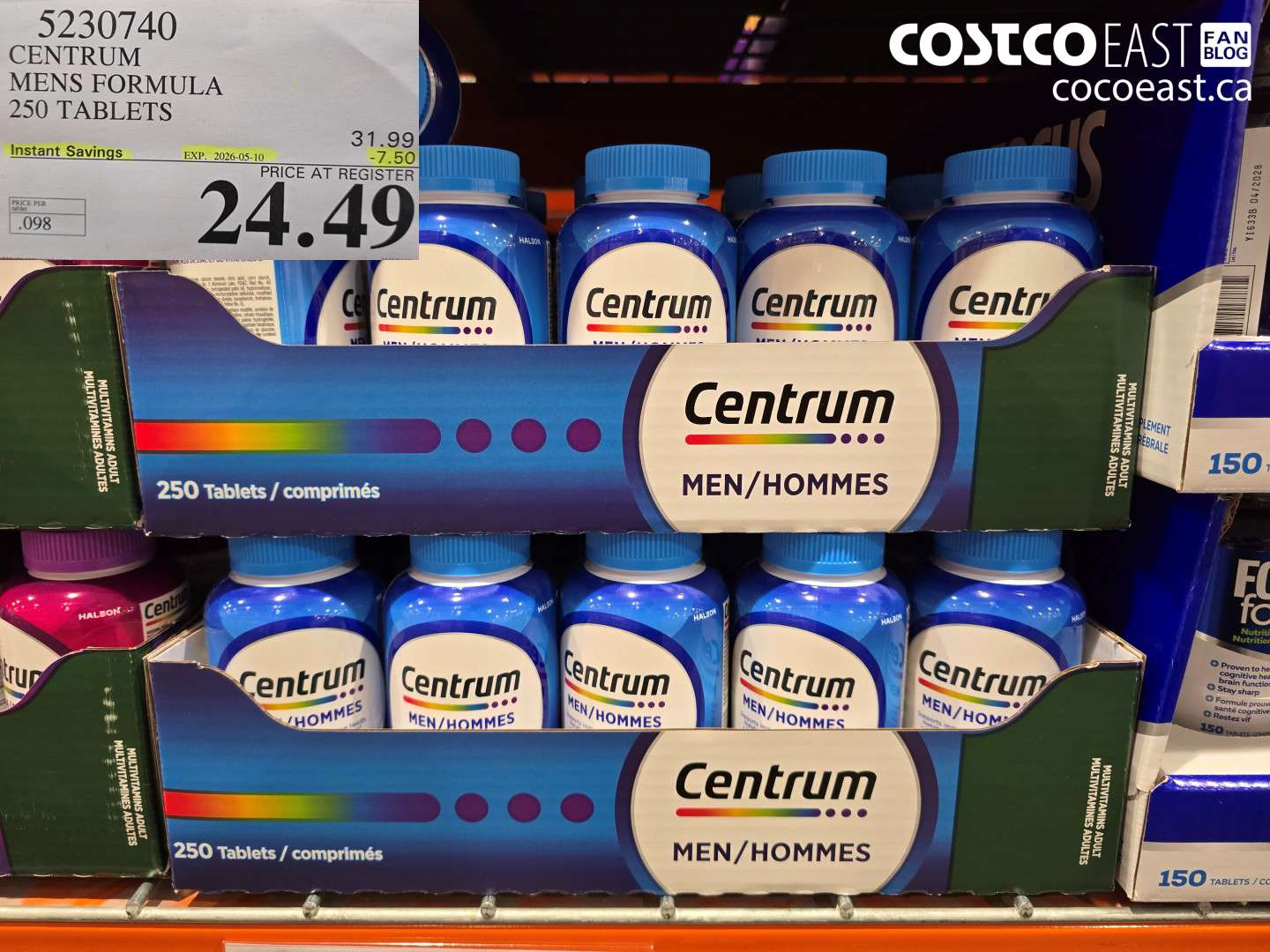 5230740 CENTRUM MENS FORMULA 250 TABLETS ($7.50 INSTANT SAVINGS EXPIRES ON 2026-05-10) $24.49