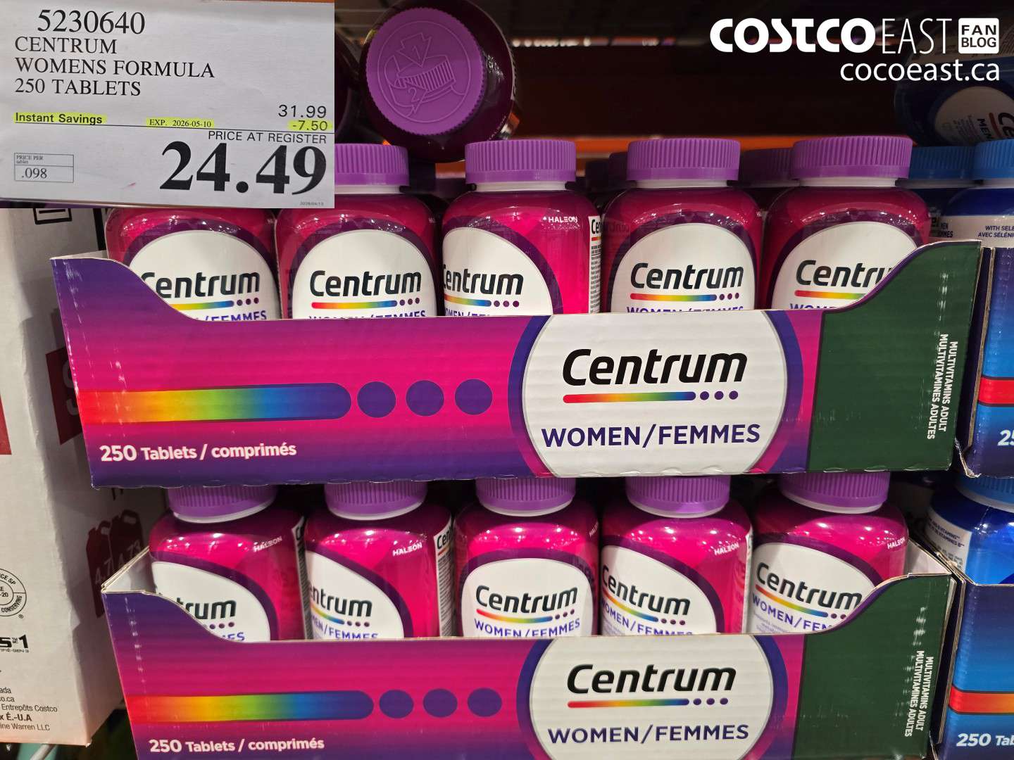 5230640 CENTRUM WOMENS FORMULA 250 TABLETS ($7.50 INSTANT SAVINGS EXPIRES ON 2026-05-10) $24.49