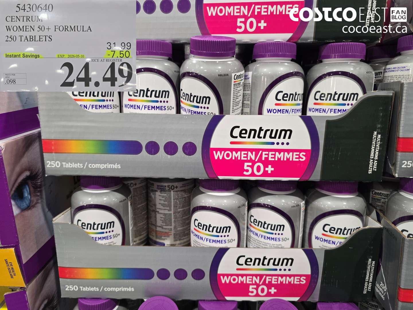 5430640 CENTRUM WOMEN 50+ FORMULA 250 TABLETS ($7.50 INSTANT SAVINGS EXPIRES ON 2026-05-10) $24.49