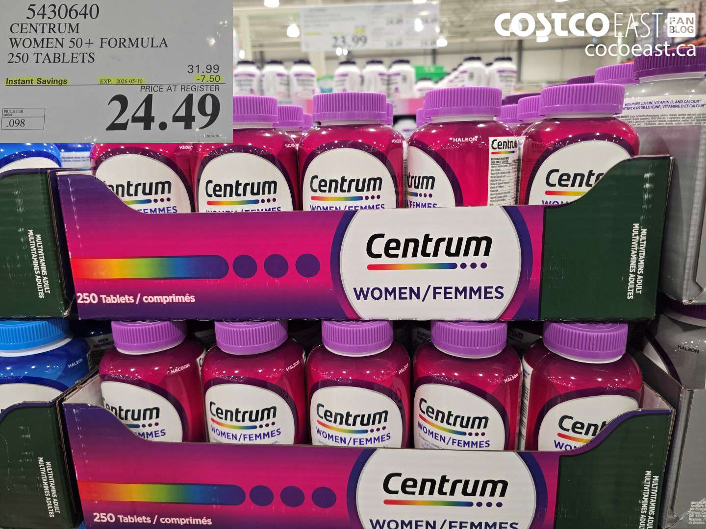 5430640 CENTRUM WOMEN 50+ FORMULA 250 TABLETS ($7.50 INSTANT SAVINGS EXPIRES ON 2026-05-10) $24.49
