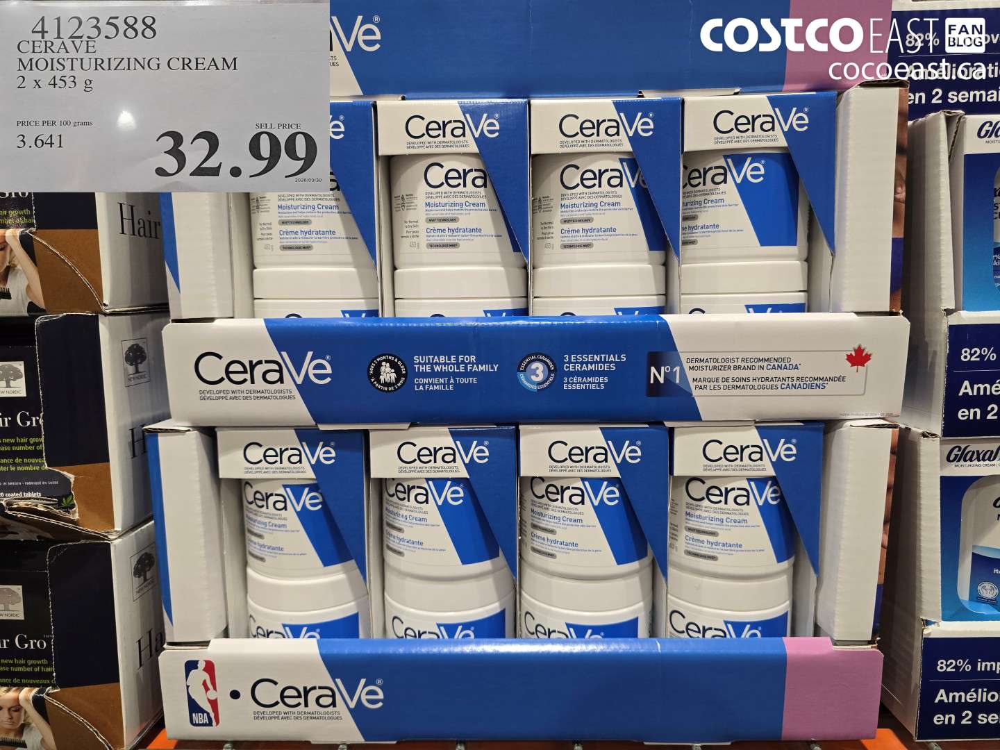 4123588 CERAVE MOISTURIZING CREAM 2 X 453 G $32.99