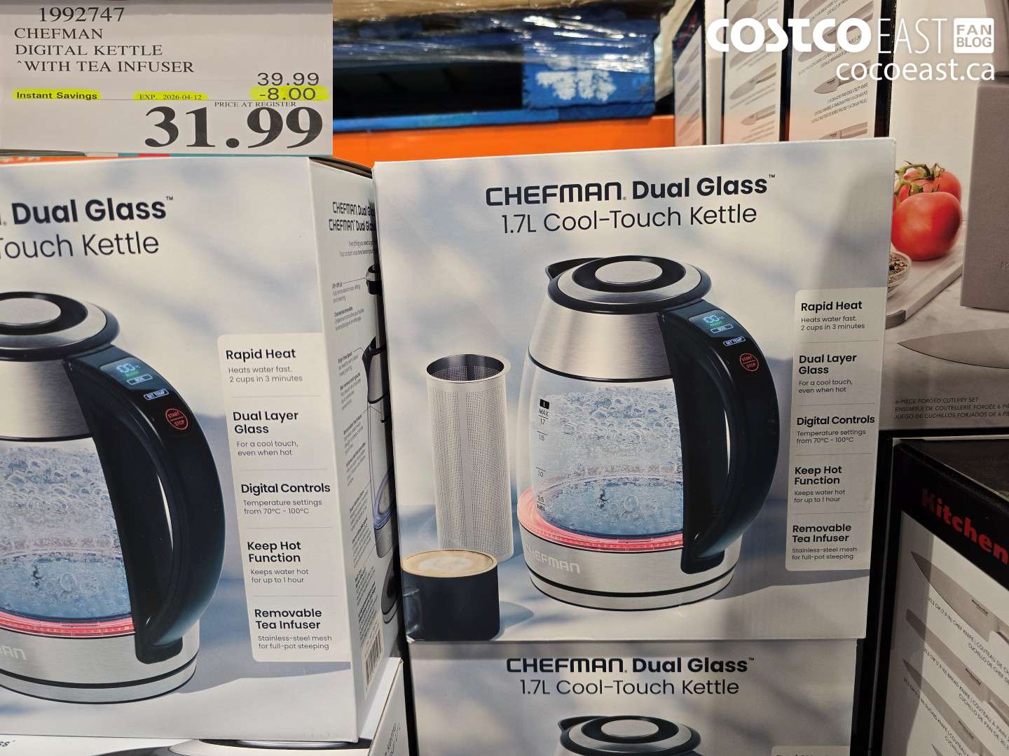 1992747 CHEFMAN DIGITAL KETTLE WITH TEA INFUSER ($8.00 INSTANT SAVINGS EXPIRES ON 2026-04-12) $31.99