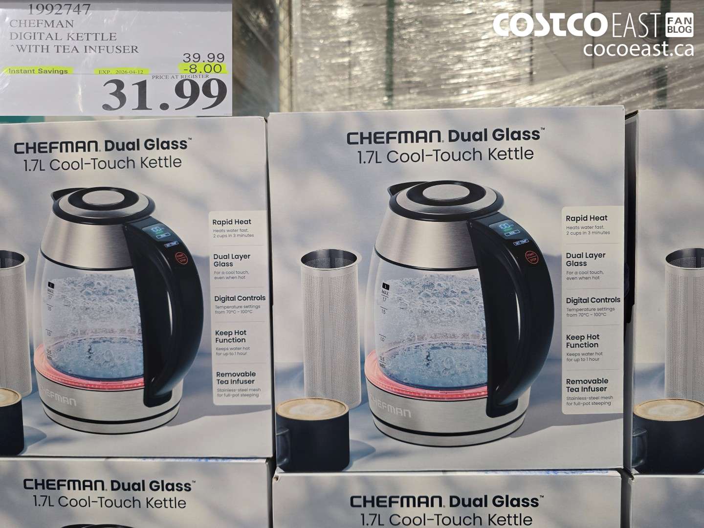 1992747 CHEFMAN DIGITAL KETTLE WITH TEA INFUSER ($8.00 INSTANT SAVINGS EXPIRES ON 2026-04-12) $31.99