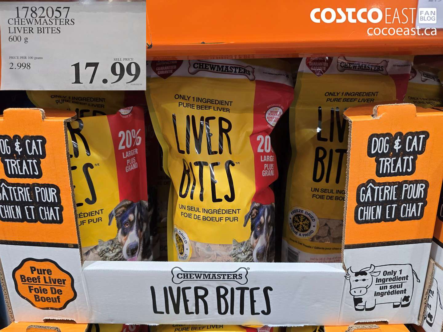 1782057 CHEWMASTERS LIVER BITES 600 G $17.99