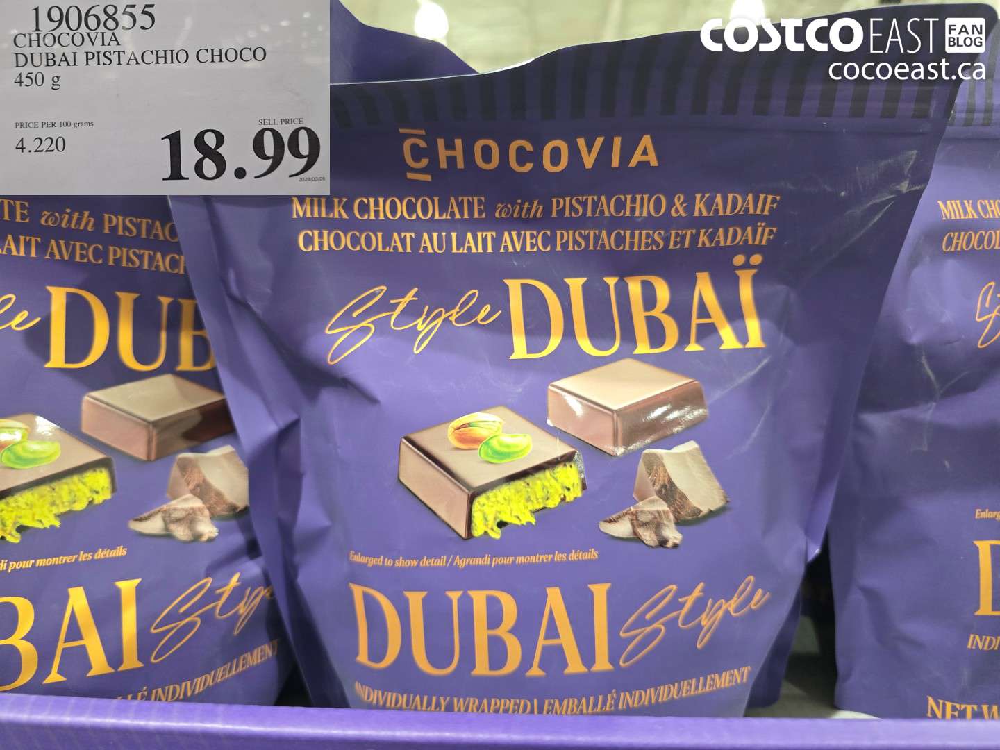 1906855 CHOCOVIA DUBAI PISTACHIO CHOCO 450 G $18.99