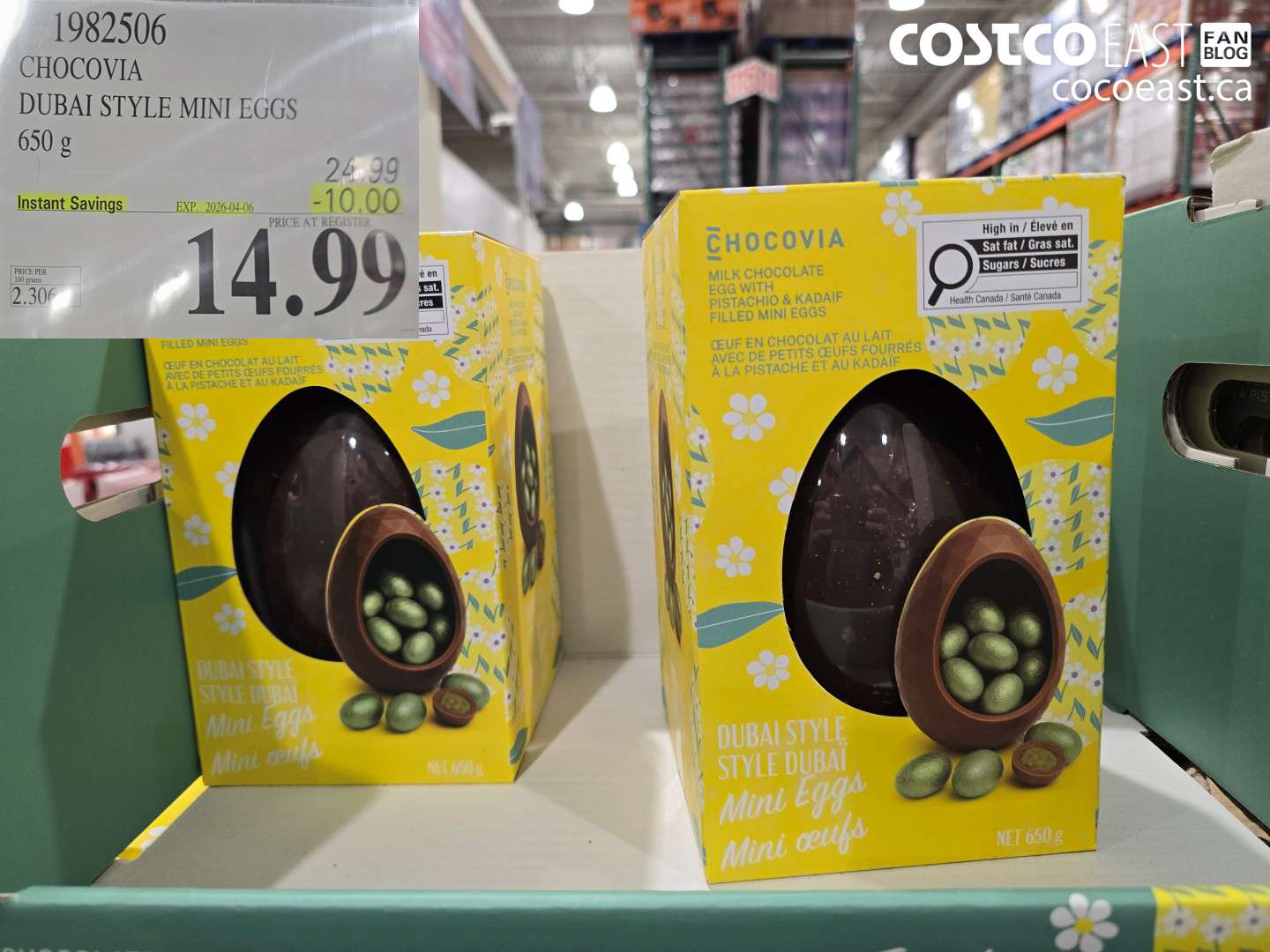 1982506 CHOCOVIA DUBAI STYLE MINI EGGS 650 G ($10.00 INSTANT SAVINGS EXPIRES ON 2026-04-06) $14.99