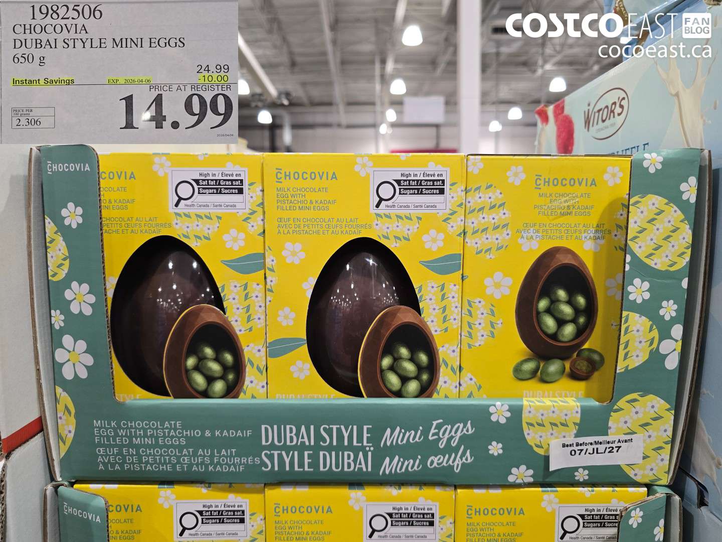 1982506 CHOCOVIA DUBAI STYLE MINI EGGS 650 G ($10.00 INSTANT SAVINGS EXPIRES ON 2026-04-06) $14.99
