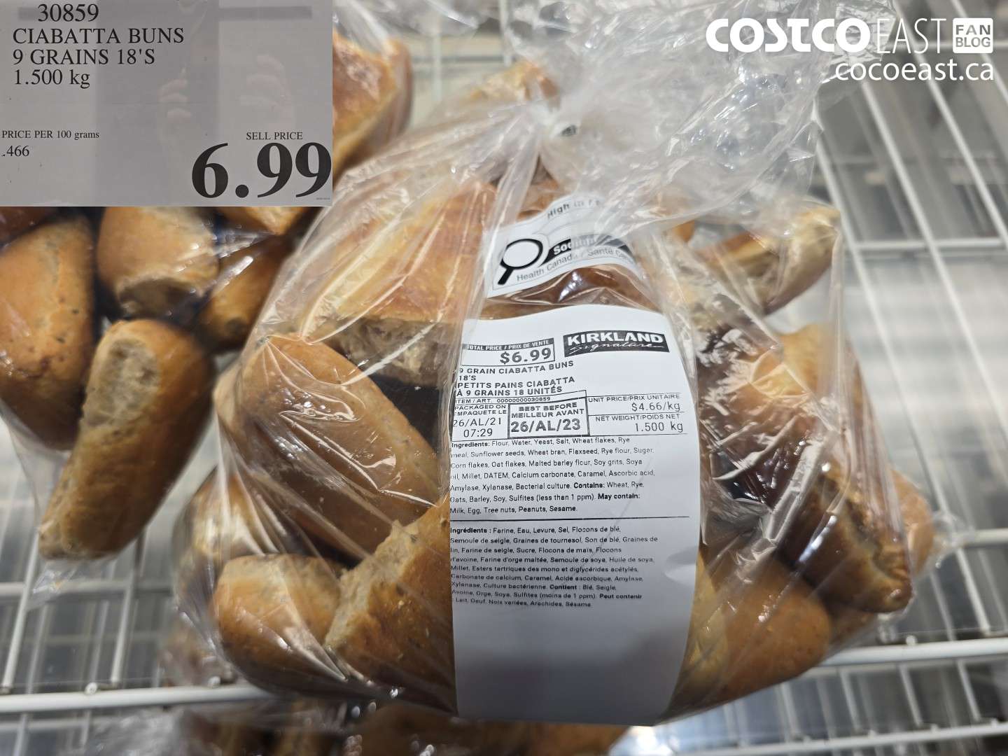 30859 CIABATTA BUNS 9 GRAINS 18'S 1.500 KG $6.99