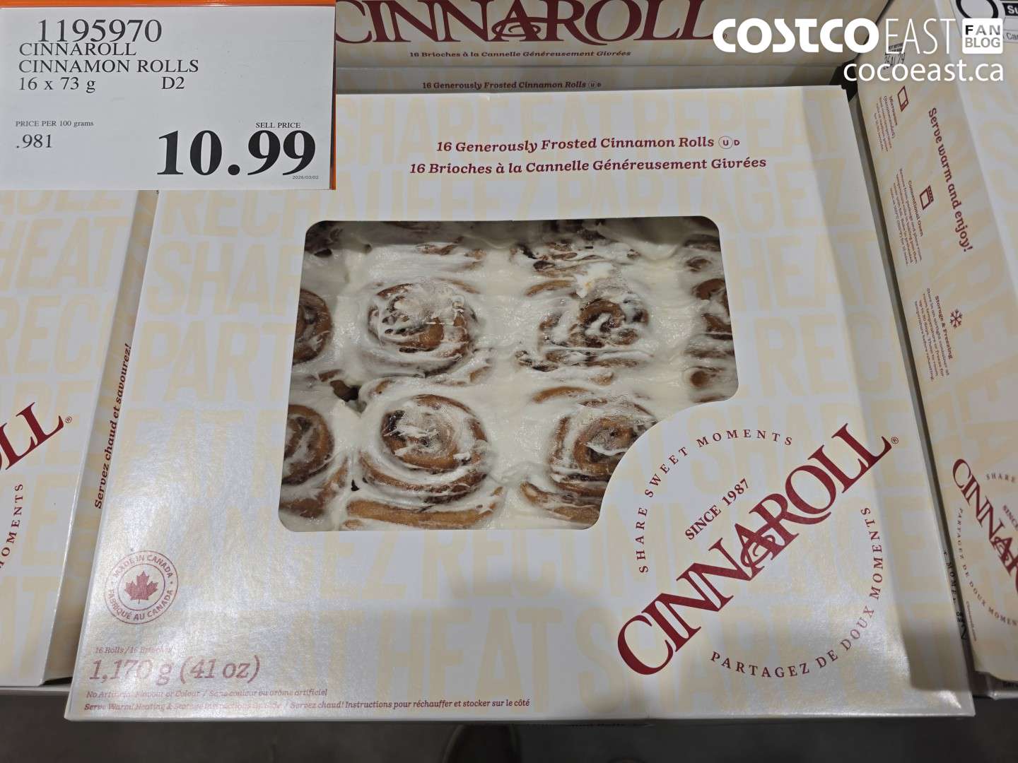 1195970 CINNAROLL CINNAMON ROLLS 16 X 73 G $10.99