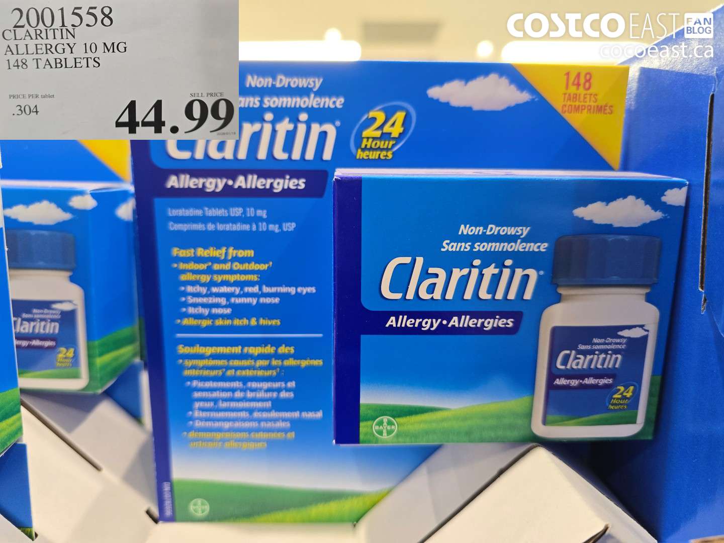 20015358 CLARITIN ALLERGY 10 MG 148 TABLETS $44.99