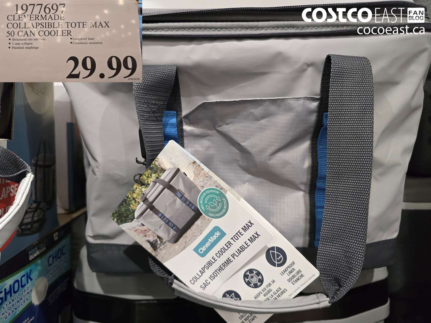 1977697 CLEVERMADE COLLAPSIBLE TOTE MAX 50 CAN COOLER $29.99