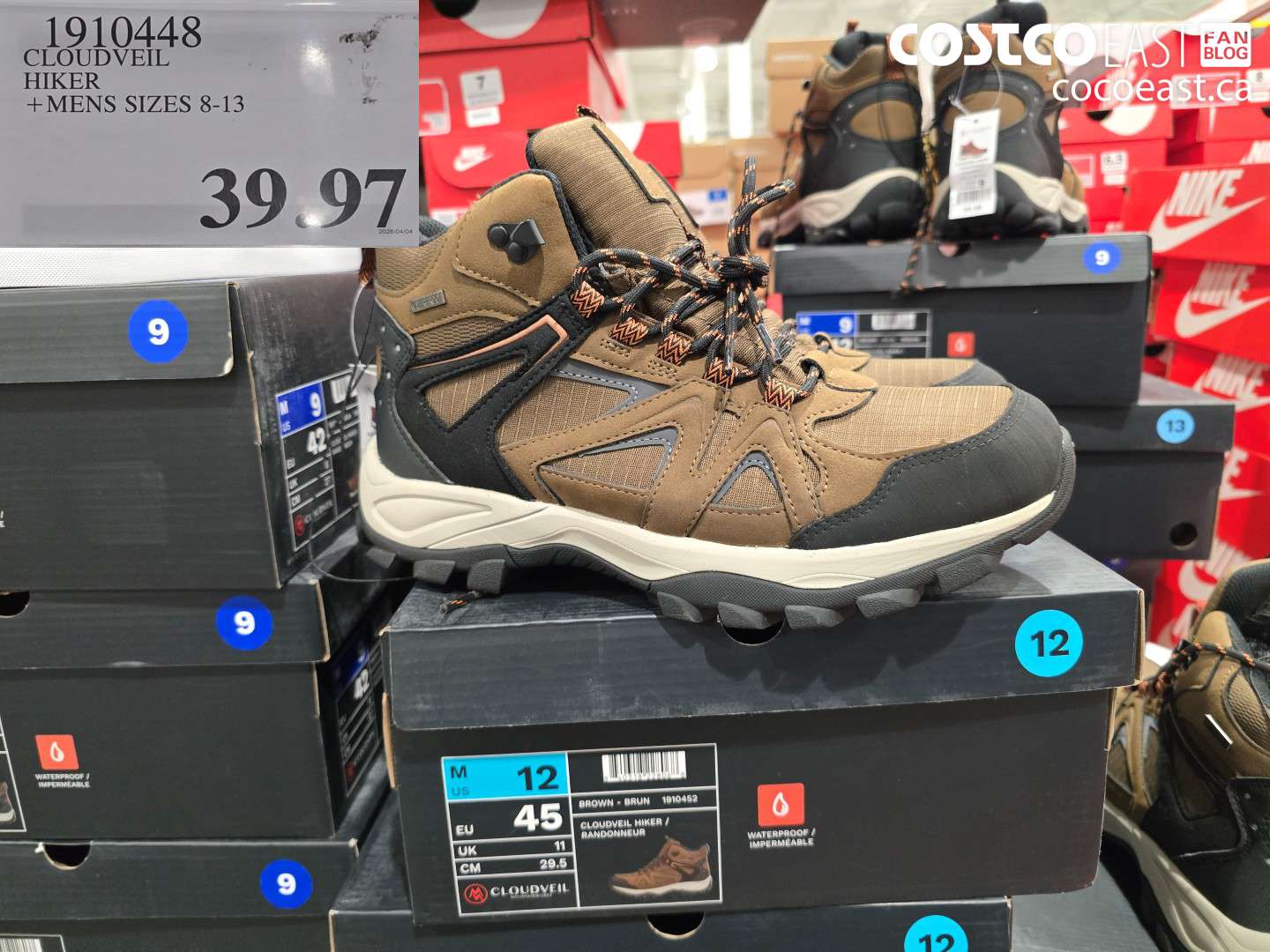 19110448 CLOUDVEIL HIKER + MENS SIZES 8-13 $39.97