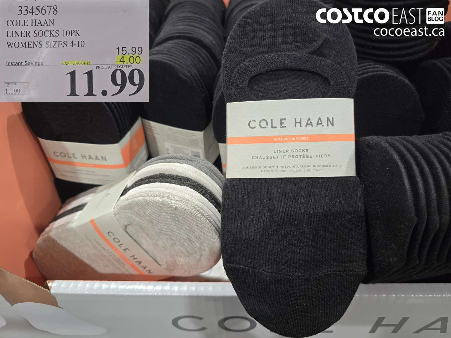 3345678 COLE HAAN LINER SOCKS 10PK WOMENS SIZES 4-10 ($4.00 INSTANT SAVINGS EXPIRES ON 2026-04-12) $11.99