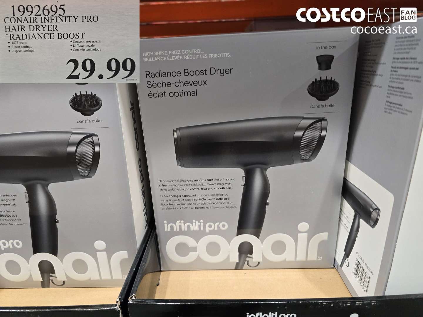 1992695 CONAIR INFINITY PRO HAIR DRYER RADIANCE BOOST $29.99