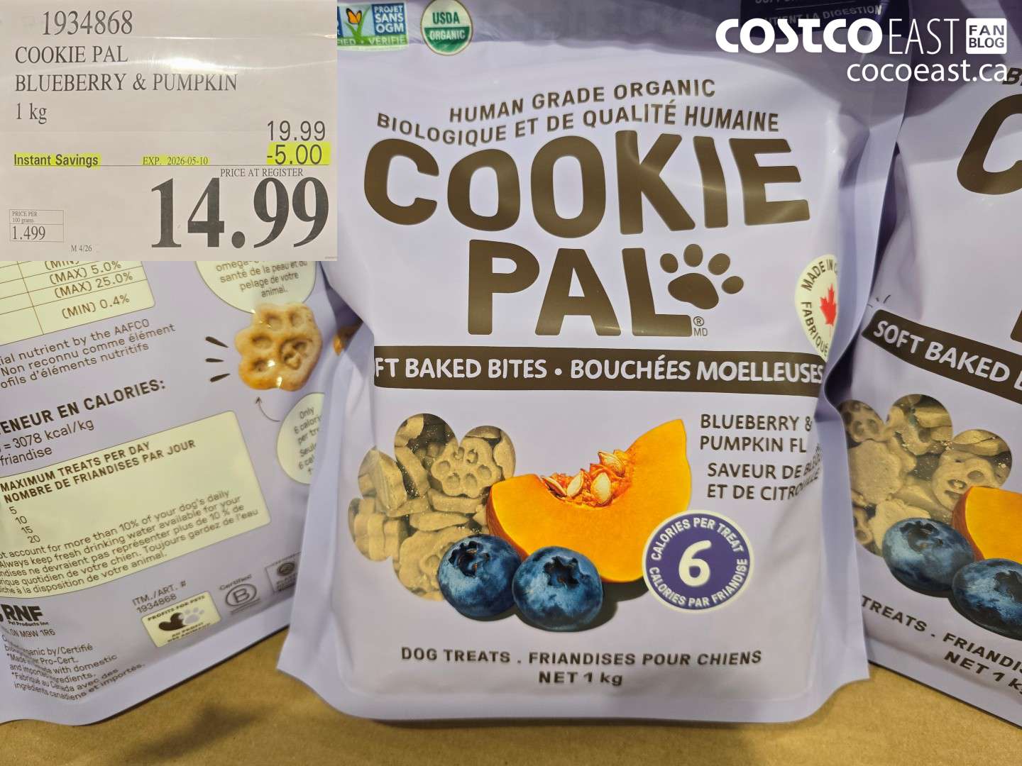 1934868 COOKIE PAL BLUEBERRY & PUMPKIN 1 KG ($5.00 INSTANT SAVINGS EXPIRES ON 2026-05-10) $14.99