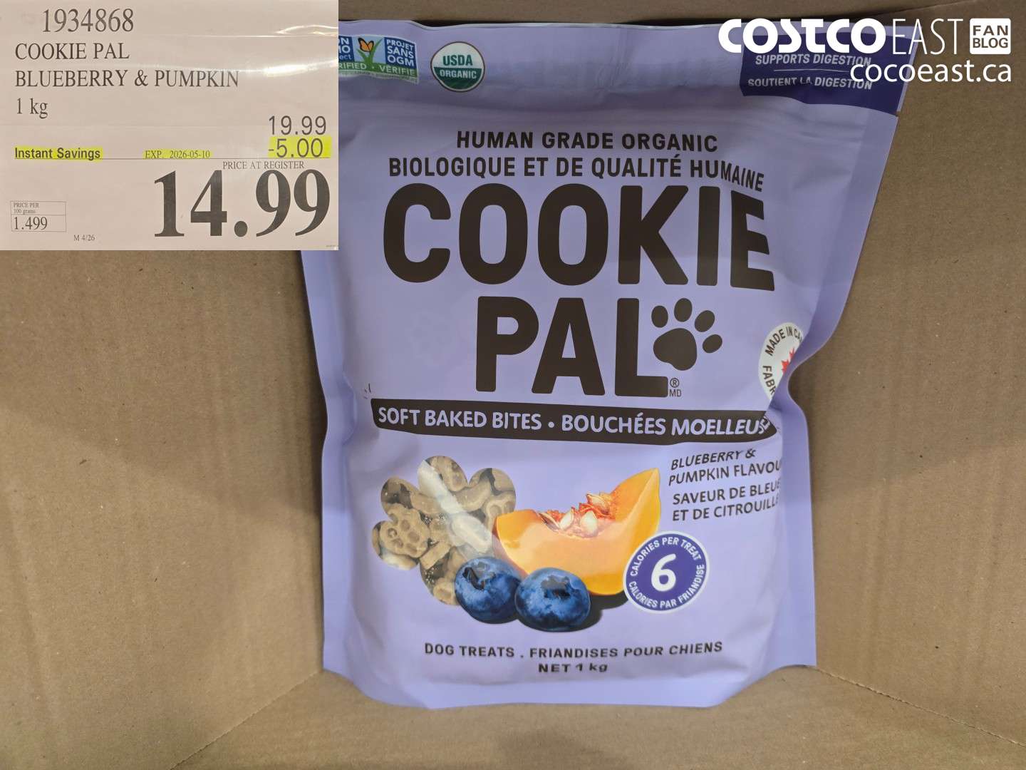 1934868 COOKIE PAL BLUEBERRY & PUMPKIN 1 KG ($5.00 INSTANT SAVINGS EXPIRES ON 2026-05-10) $14.99
