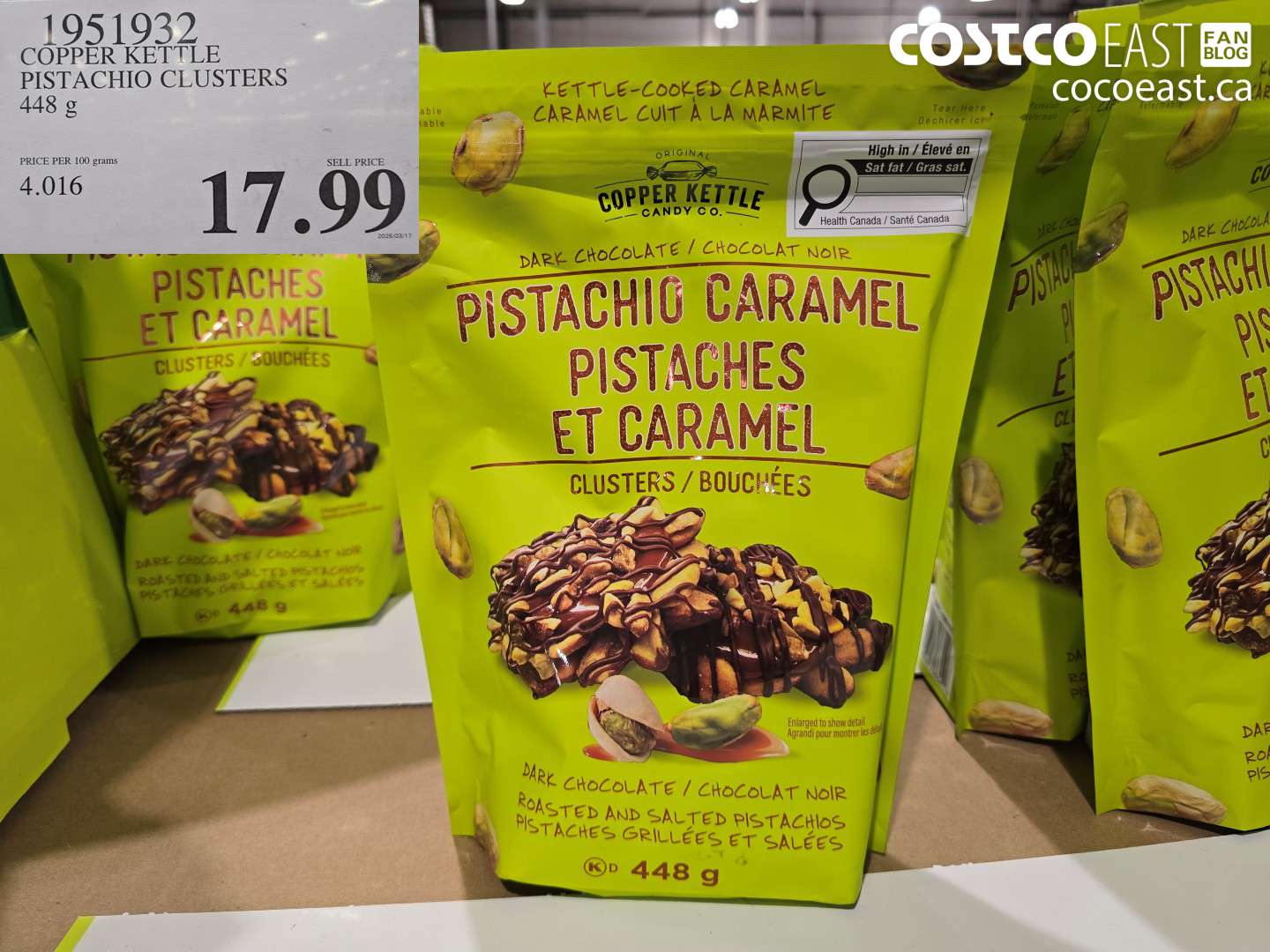 1951932 COPPER KETTLE PISTACHIO CLUSTERS 448 G $17.99