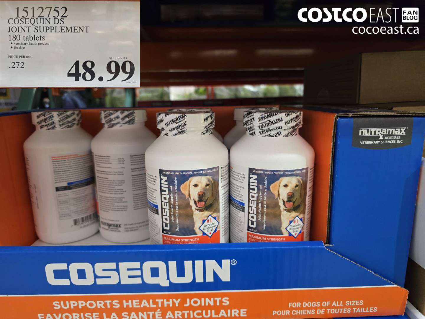 1512752 COSEQUIN DS JOINT SUPPLEMENT 180 TABLETS $48.99