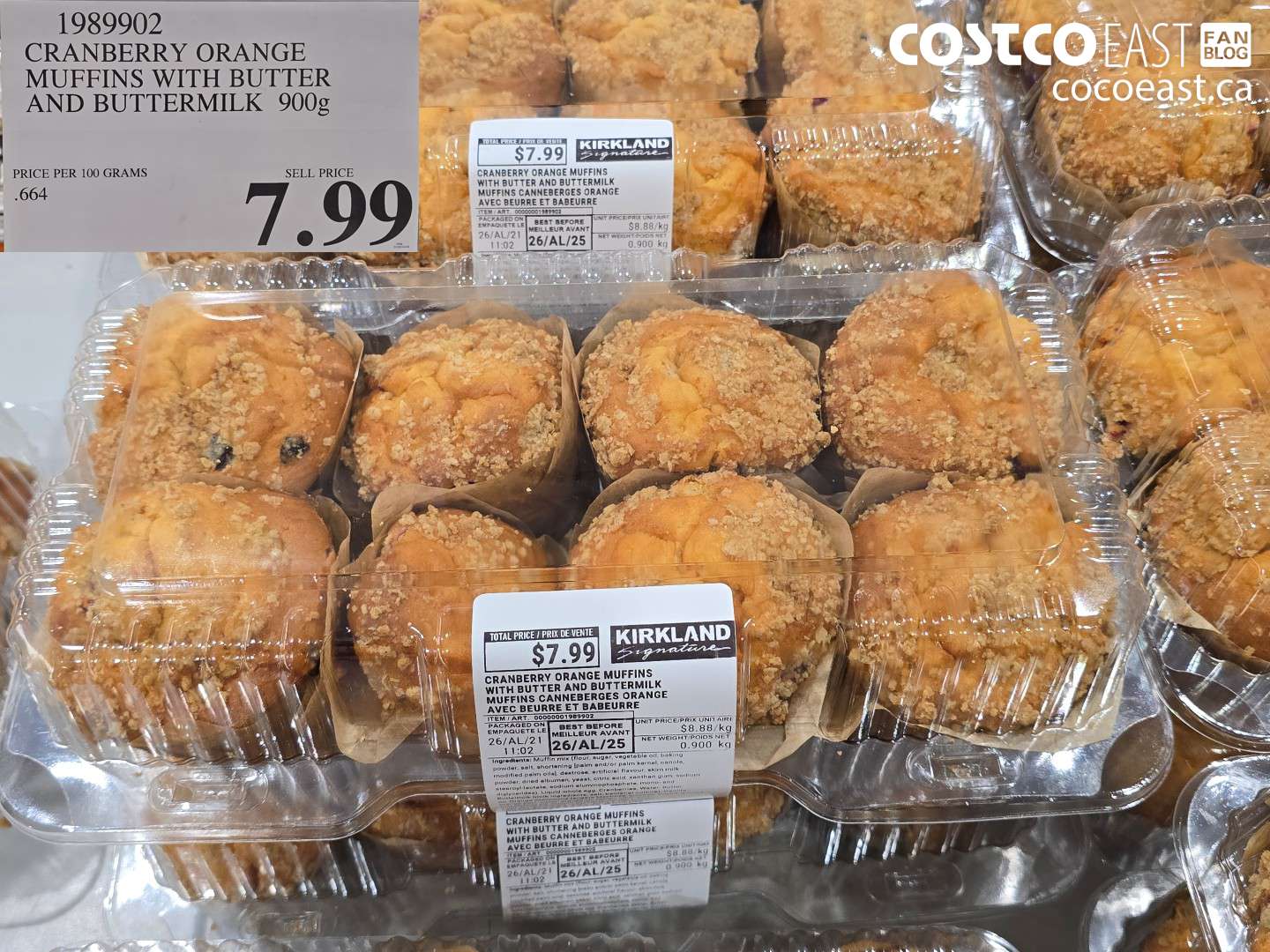 1989902 CRANBERRY ORANGE MUFFINS WITH BUTTER AND BUTTERMILK 900G $7.99