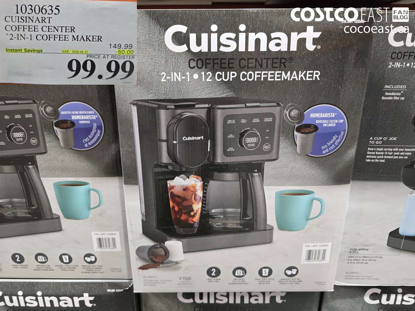 1030635 CUISINART COFFEE CENTER 2-IN-1 COFFEE MAKER ($50.00 INSTANT SAVINGS EXPIRES ON 2026-04-12) $99.99