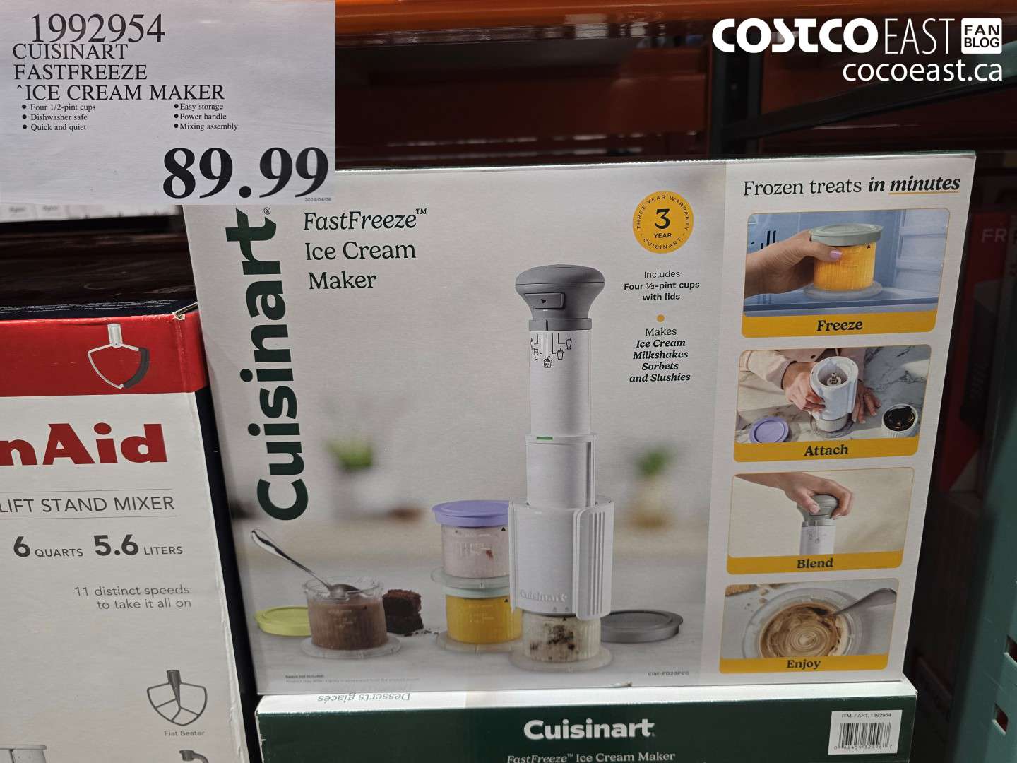 1992954 CUISINART FASTER FREEZE ICE CREAM MAKER $89.99