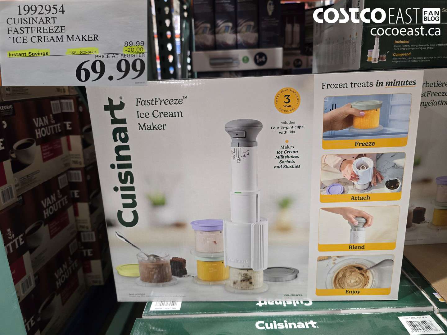 1992954 CUISINART FASTFREEZE ICE CREAM MAKER ($20.00 INSTANT SAVINGS EXPIRES ON 2026-04-05) $69.99