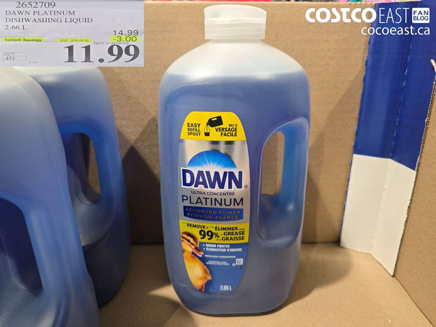 2652709 DAWN PLATINUM DISHWASHING LIQUID 2.66 L ($3.00 INSTANT SAVINGS EXPIRES ON 2026-05-10) $11.99
