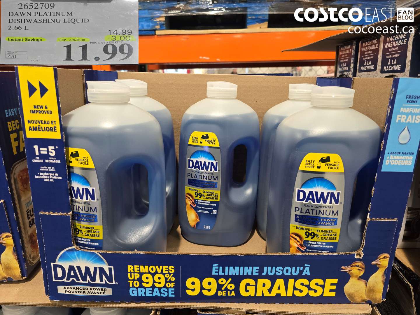 2652709 DAWN PLATINUM DISHWASHING LIQUID 2.66 L ($3.00 INSTANT SAVINGS EXPIRES ON 2026-05-10) $11.99